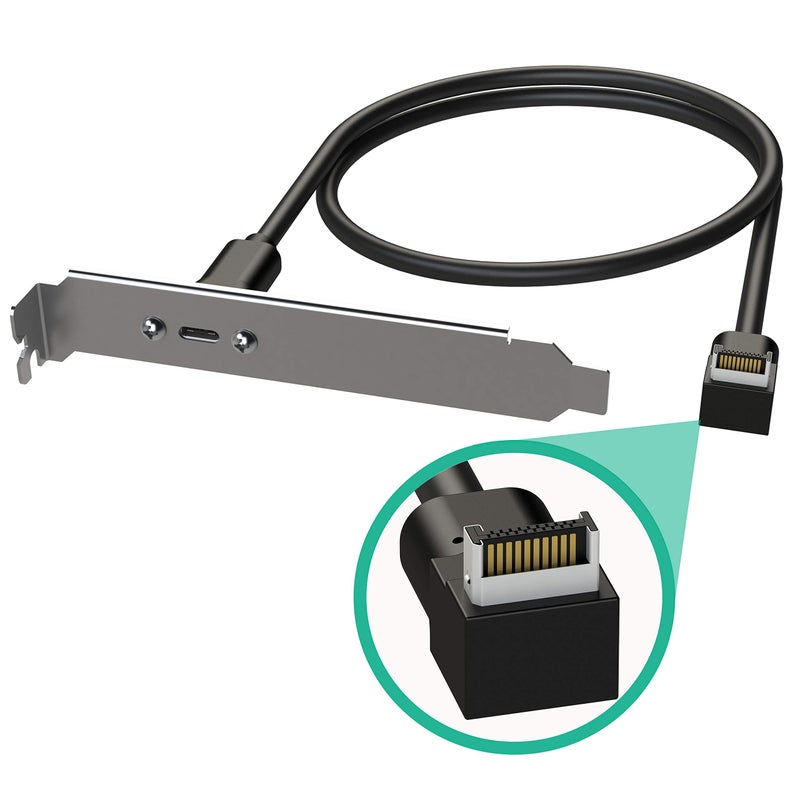 LINKUP - USB 3.2 Gen 2x2 20Gbps USB-C Type Internal Panel Cable Mount Motherboard Header Extension Adapterâ”ƒ20-Pin A-Key Male with Cover to USB-C Female Connector with PCI Bracket - 100cm - Image 1